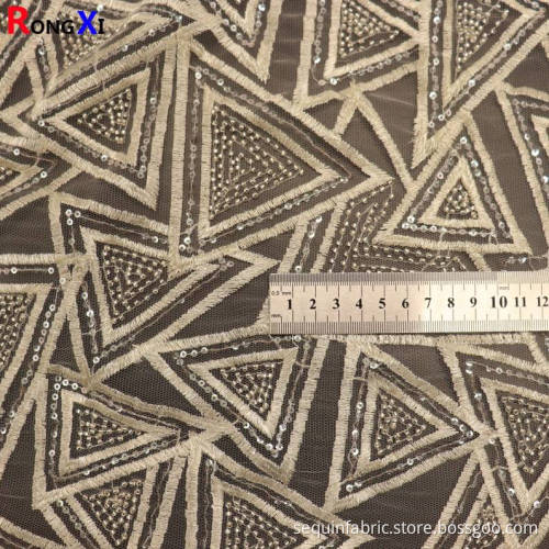 New Design Beaded White Embroidery Polyester Fabric